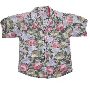 Vintage 50s 60s Floral Button Down Top